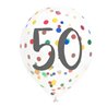 BALLONS 50 ANS EN LATEX CONFETTIS - SACHET DE 6