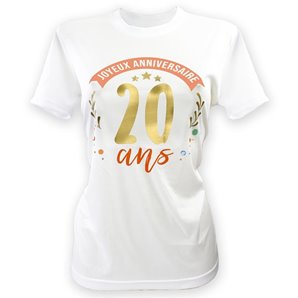 TEE-SHIRT 20 ANS FEMME AVEC MARQUEUR