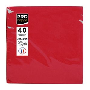 SERVIETTES PAPIER ROUGE 38X38CM - PAQUET DE 40