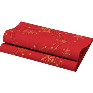 SERVIETTES EFFET TISSU STAR ROUGE - PAQUET DE 60