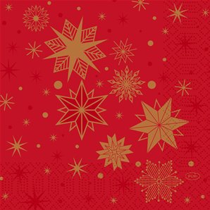 SERVIETTES PAPIER STARGAZING ROUGE 33X33CM - PAQUET DE 50