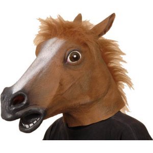 MASQUE TETE DE CHEVAL EN LATEX AVEC POILS