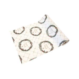 Chemin de table toile Joyeux Noël couronne 3 mètres