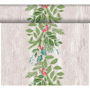 CHEMIN DE TABLE EFFET TISSU WINTER GREEN 24 METRES