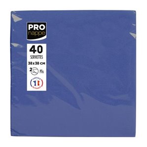 SERVIETTES PAPIER BLEU MARINE 38X38CM - PAQUET DE 40